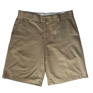 Greg Norman Tan Golf Shorts Men's 34 Flat Front 10" Inseam
